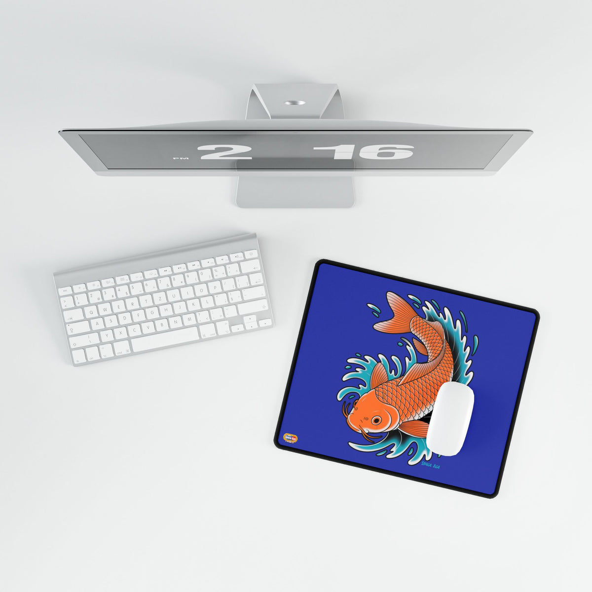 Koi Wave Desk Mat Blue Gaming Mouse Pad