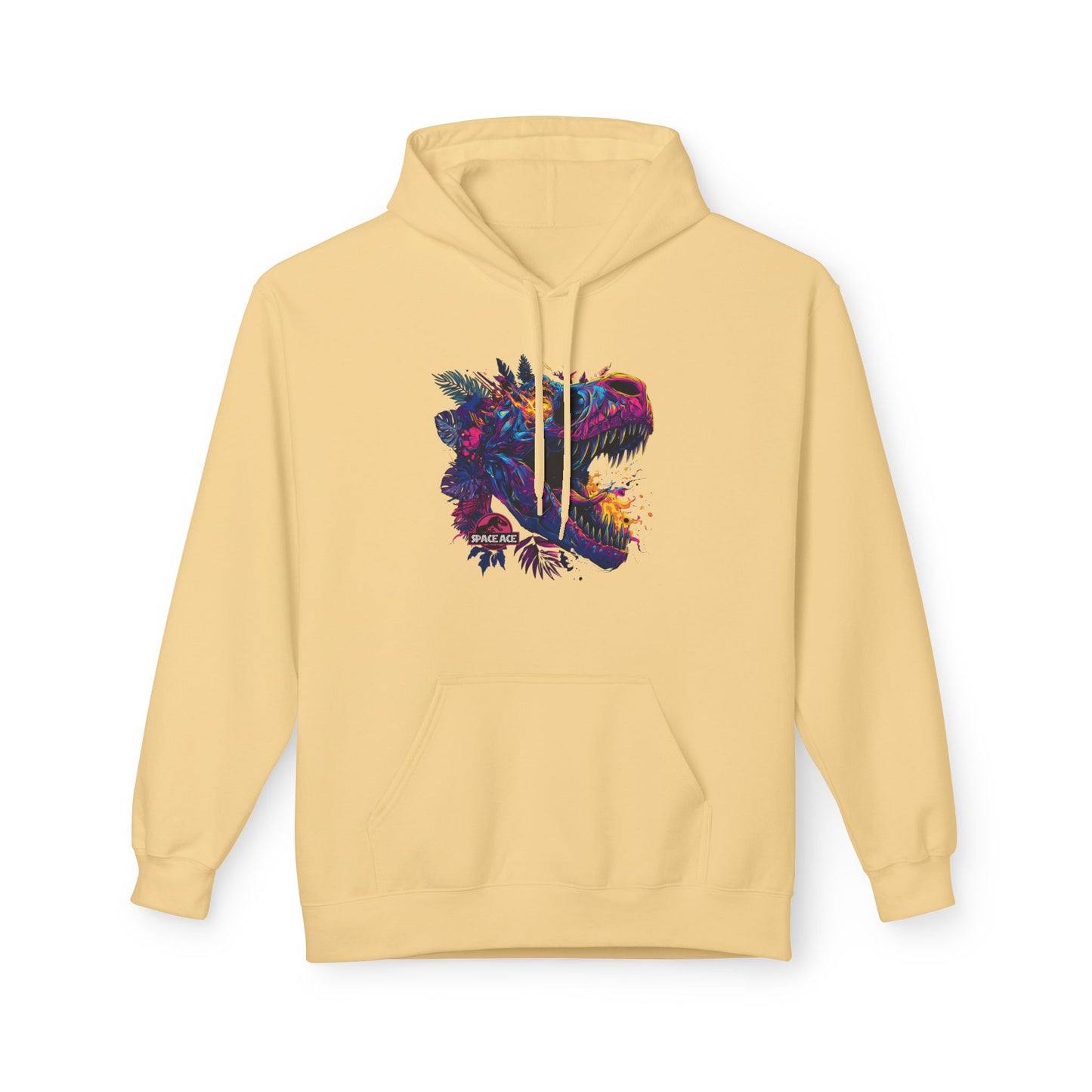 T-Rex Neon Jungle Hoodie — Colorful Dinosaur Graphic Pullover