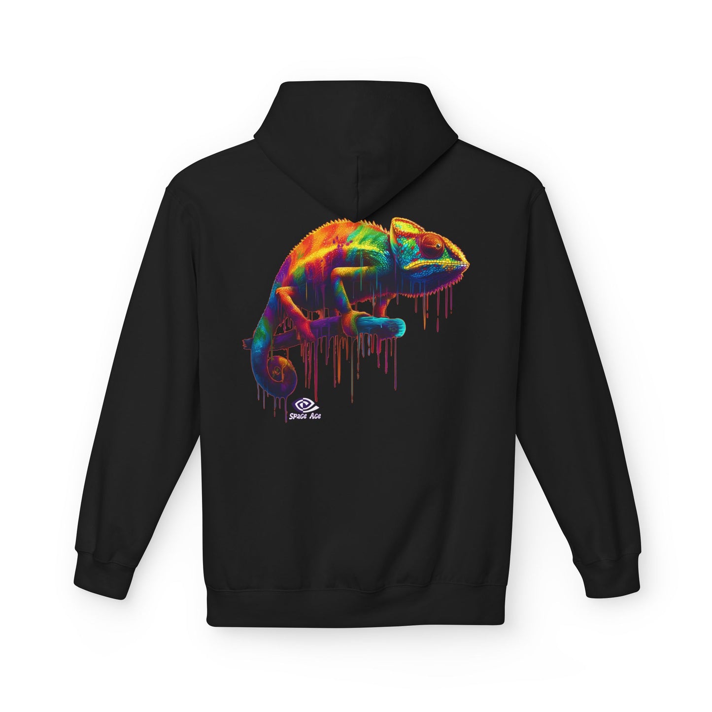 Benchmark Chameleon Hoodie — Colorful Reptile Art