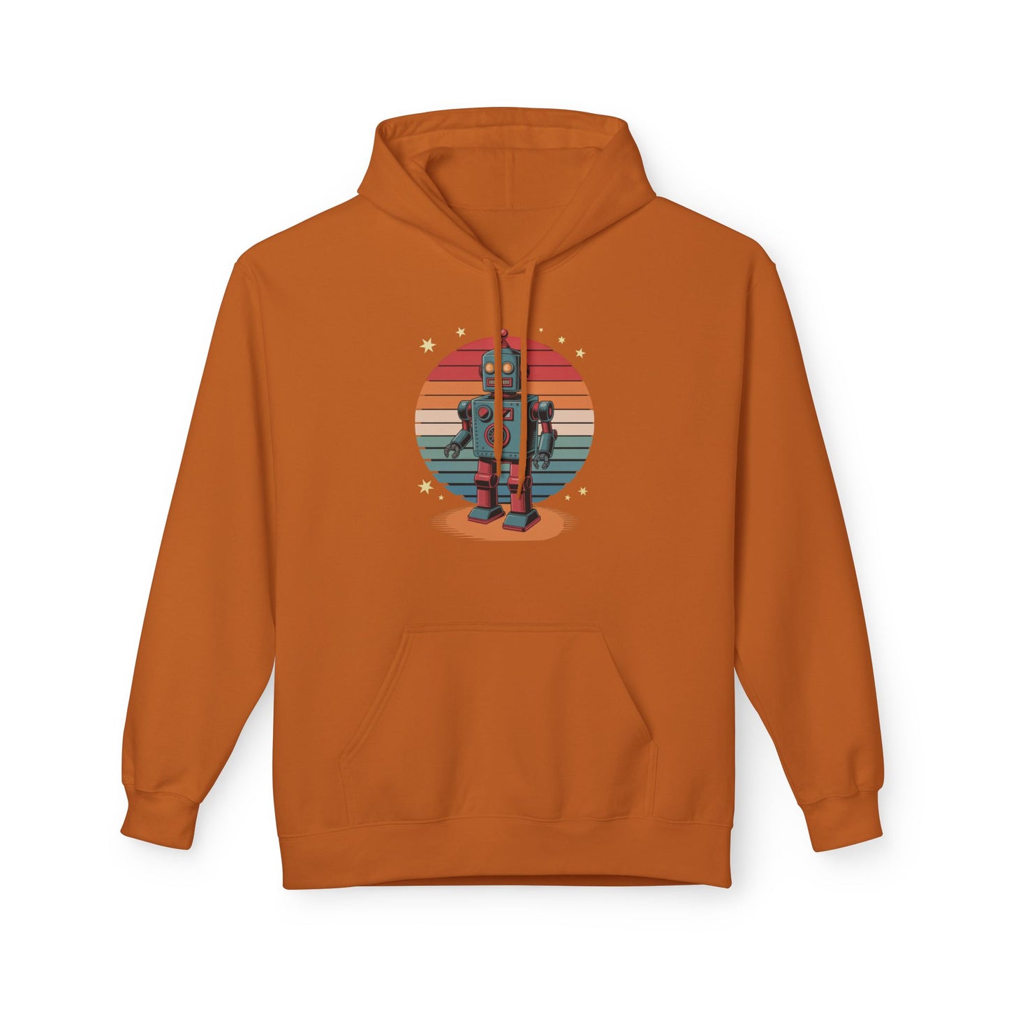 Retro Robot Hoodie – Vintage Sunset Space Toy Graphic