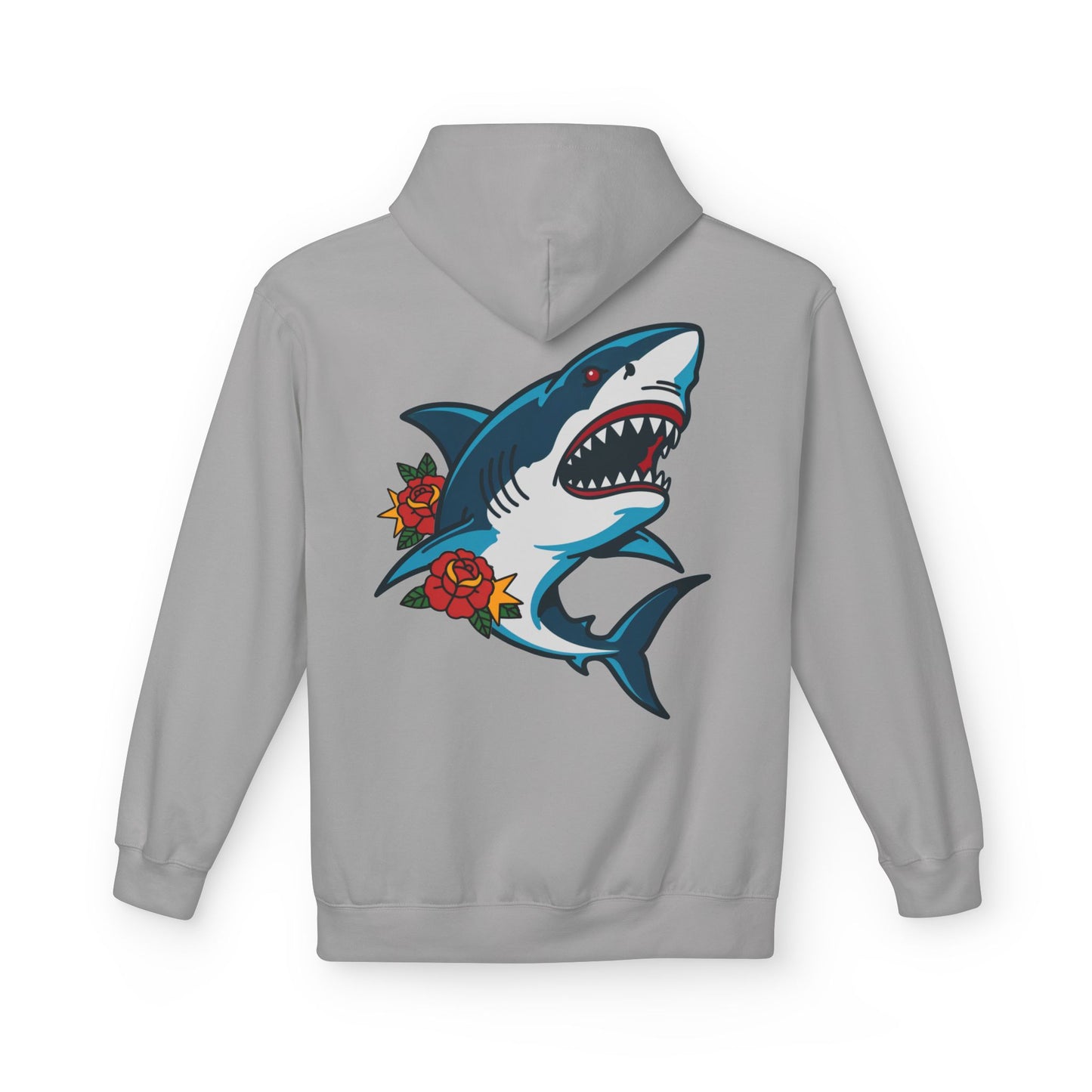 Shark Tattoo Hoodie — Vintage Floral Great White Sweatshirt