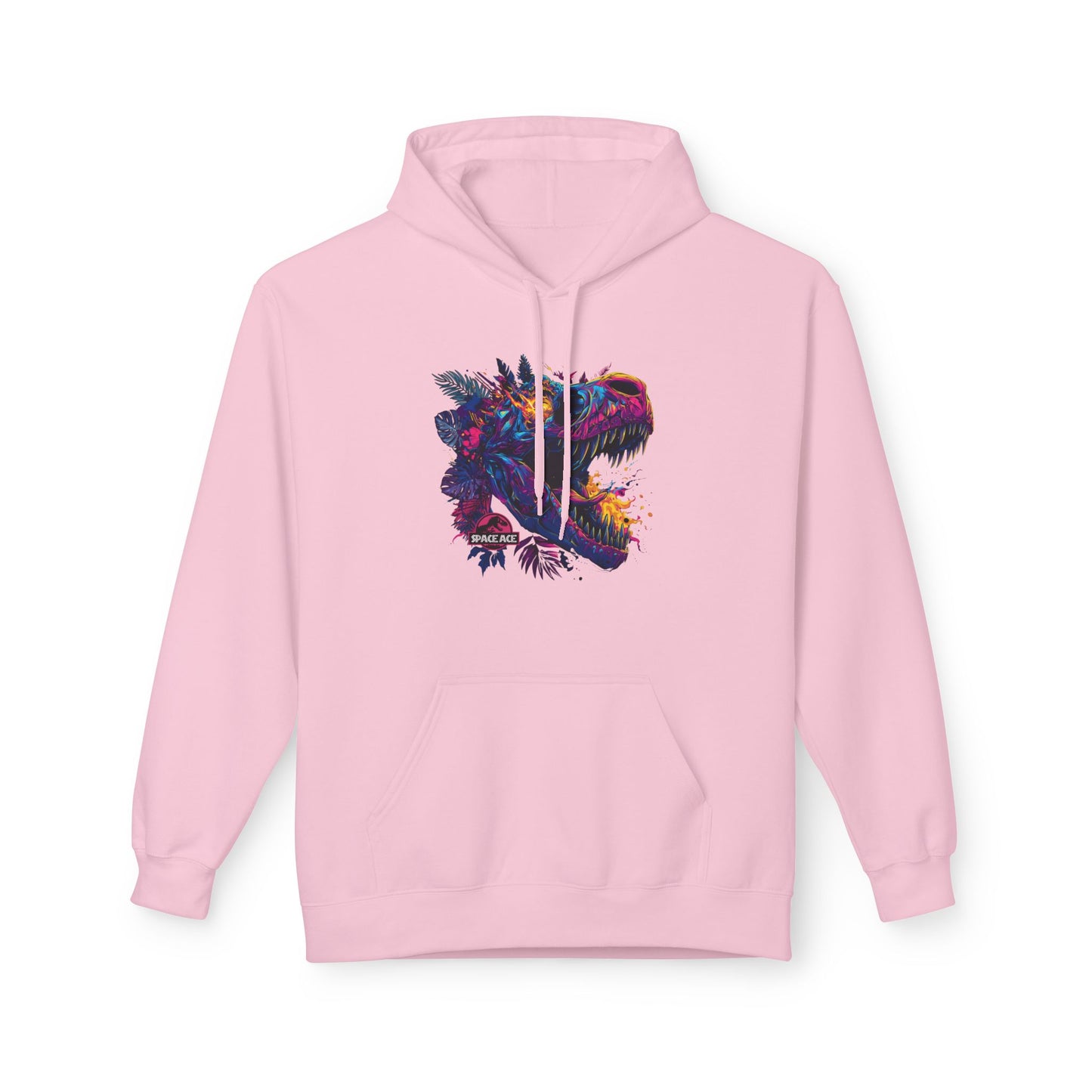 T-Rex Neon Jungle Hoodie — Colorful Dinosaur Graphic Pullover