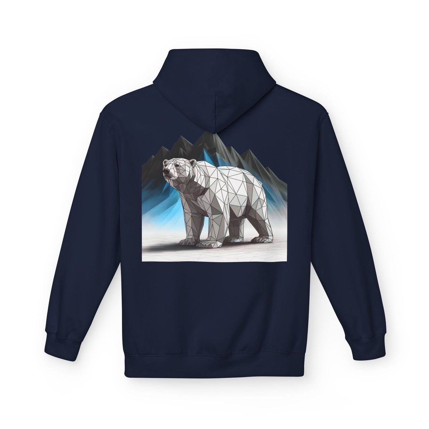 Geometric Polar Bear Hoodie — Mountain Arctic Graphic Sweatshirt