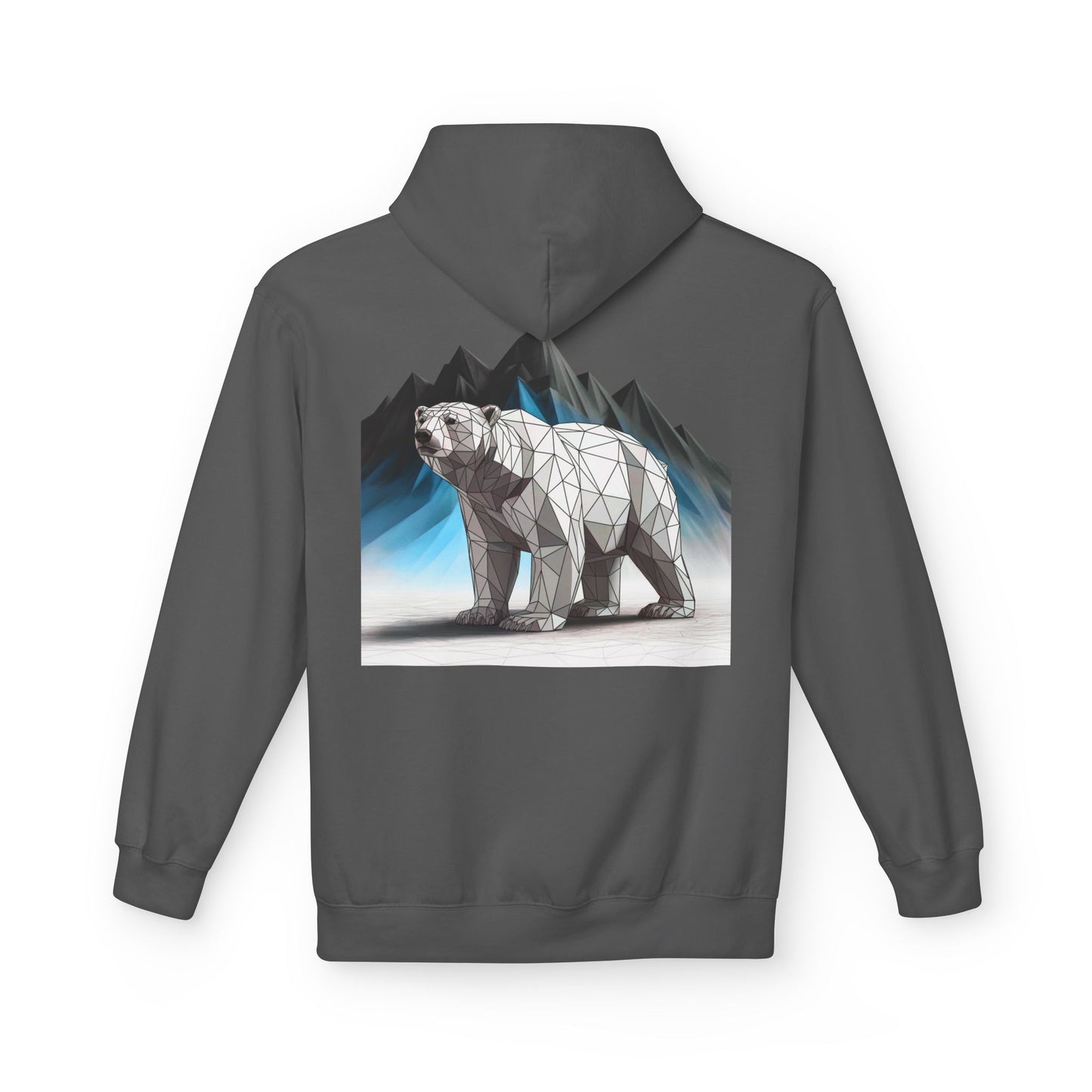 Geometric Polar Bear Hoodie — Mountain Arctic Graphic Sweatshirt