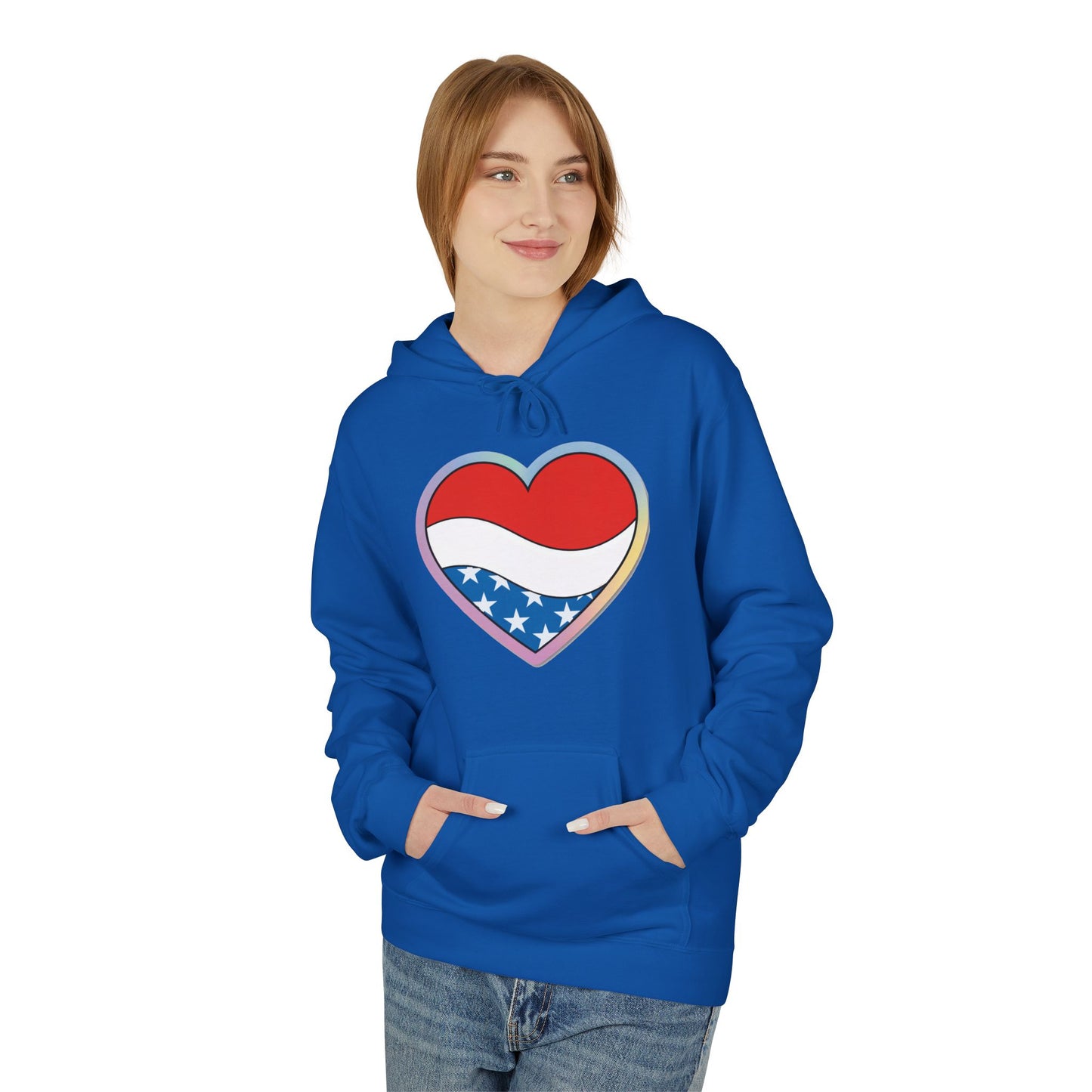 Heart Flag Hoodie — Patriotic & Rainbow Heart Pullover