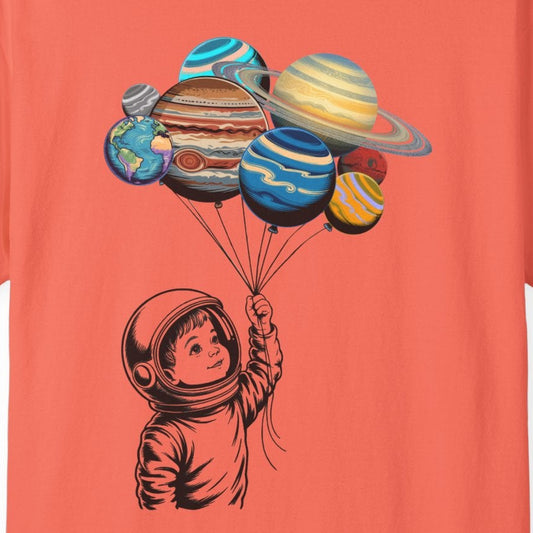 Space Balloon Unisex T-shirt, Astronaut Tee, Gift for Space Lovers, Fun Casual Style, Planetary Design, Space-Themed Apparel