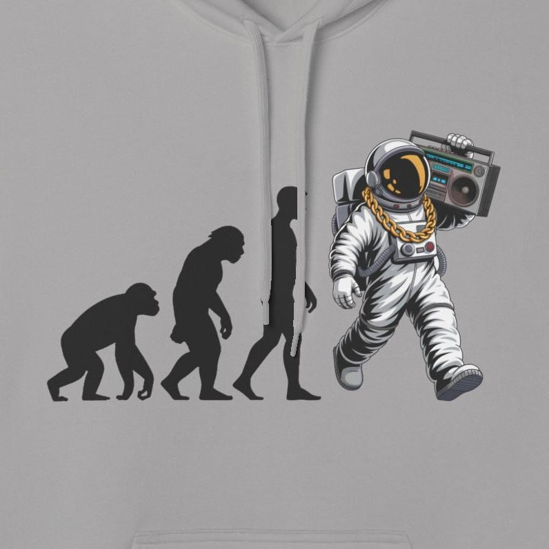 Astronaut Evolution Hoodie – Retro Space Explorer Graphic Hoodie