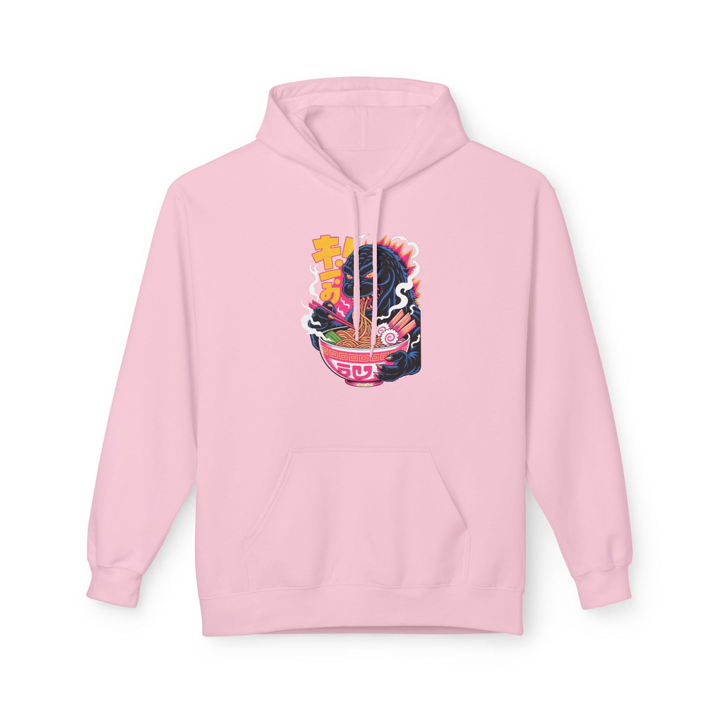 Kaiju Ramen Lover Hoodie — Neon Godzilla Eating Ramen Streetwear