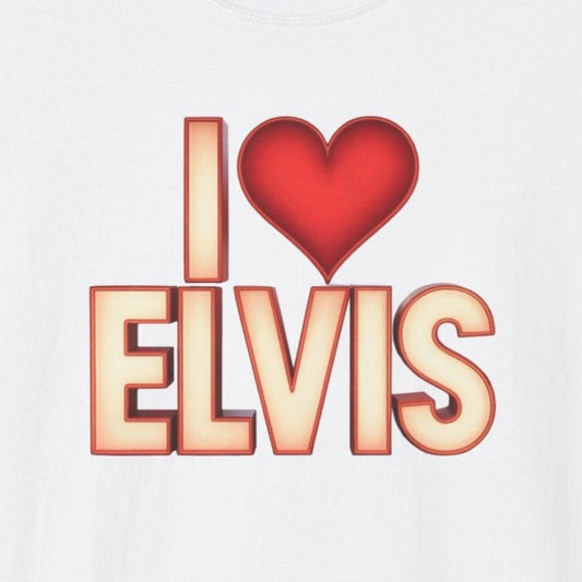 I Love Elvis Unisex T-Shirt - Retro Music Lover Tee, Gifts for Elvis Fans, Vintage Style Shirt, Rock and Roll Apparel