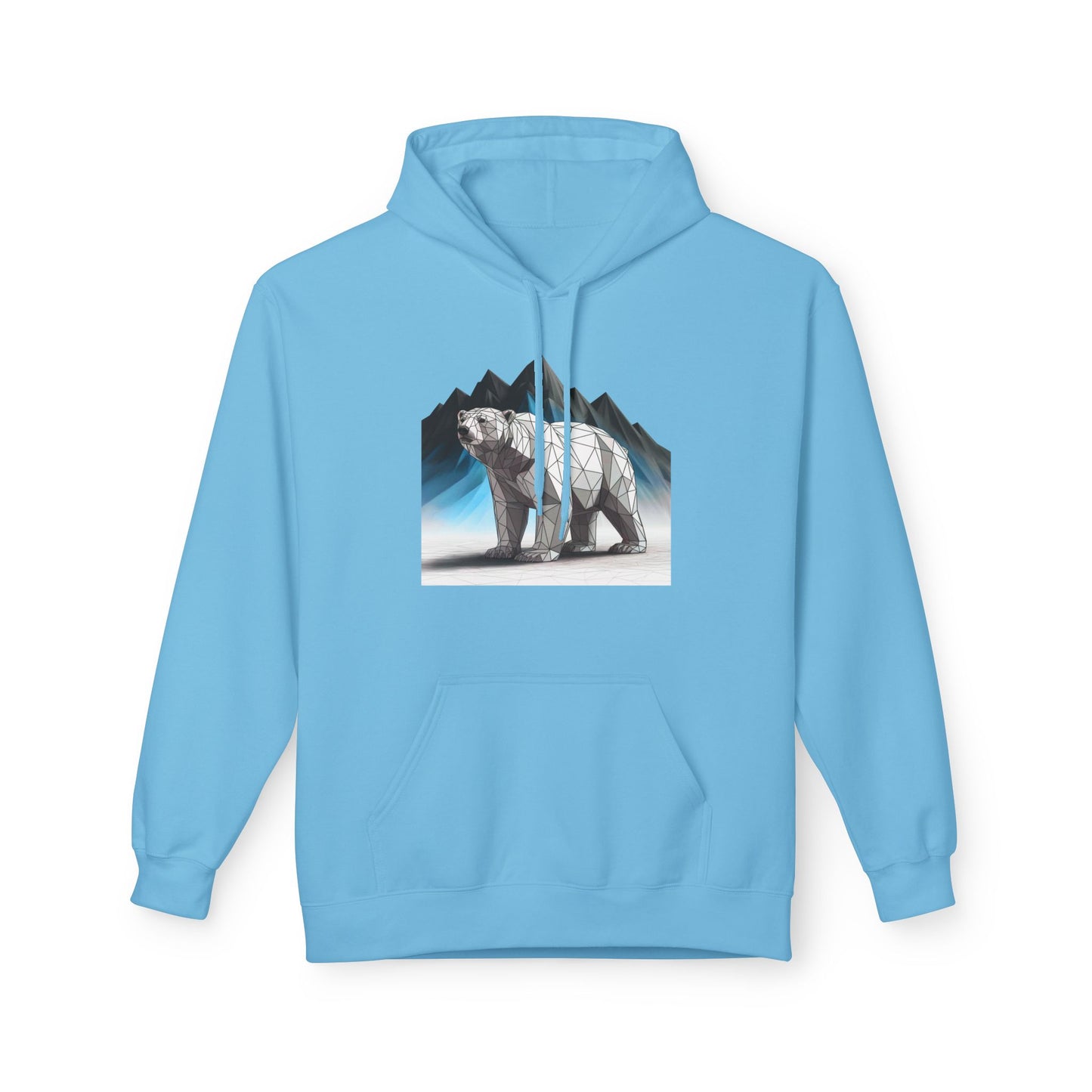 Geometric Polar Bear Fleece Hoodie - Cozy Outdoor Apparel, Unisex Gift, Nature Lover Hoodie, Winter Wardrobe Essential, Adventure Outfit