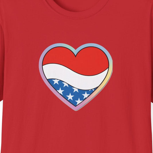 Patriotic Love Heart T-Shirt, Unisex Tee, Fourth of July Apparel, Casual Summer Shirt, Gift for Friends, Trendy Graphic Tee