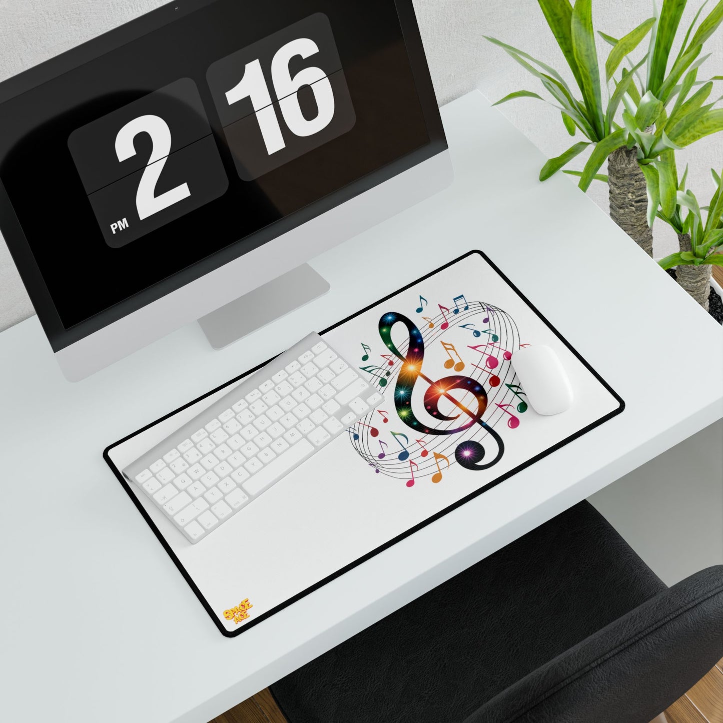 Music Notes Desk Mat Colorful Treble Clef Gaming Mouse Pad