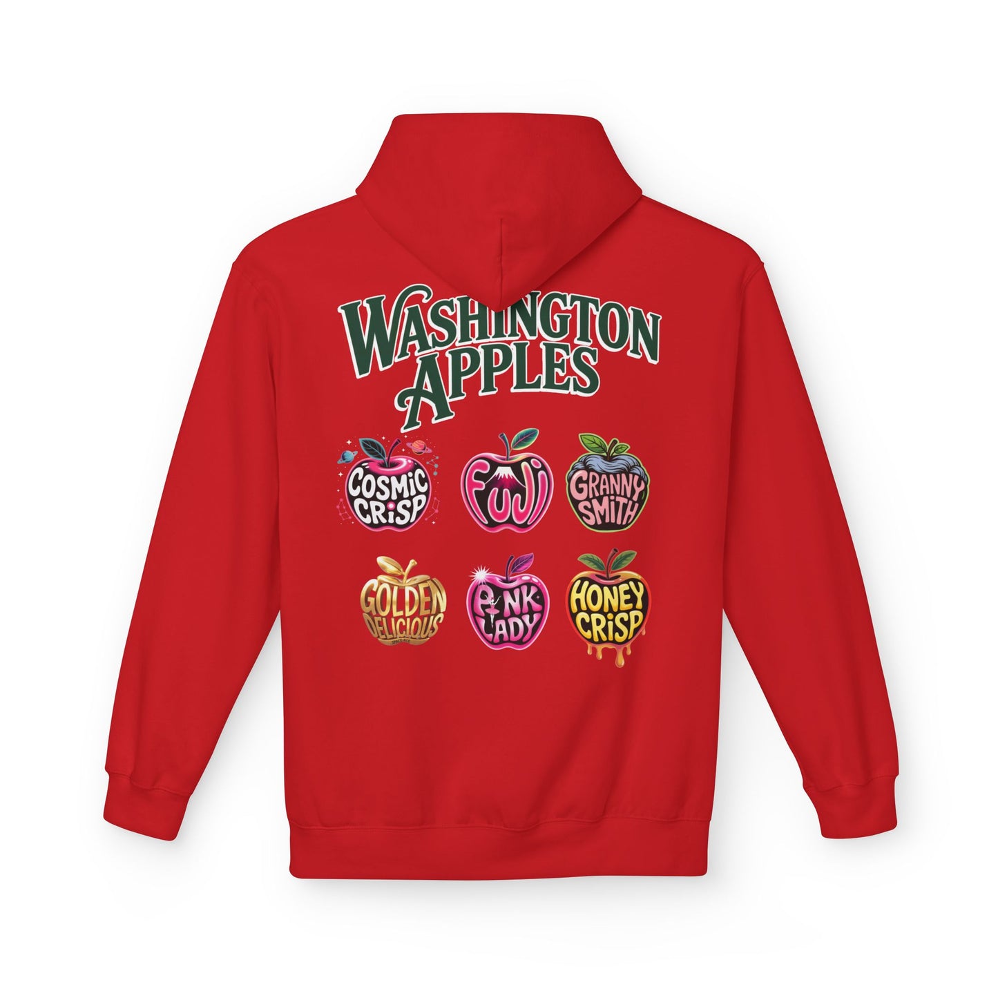 Washington Apples Hoodie — Graphic Apple Variety Sweatshirt (Cosmic Crisp, Fuji, Granny Smith, Pink Lady, Honeycrisp)
