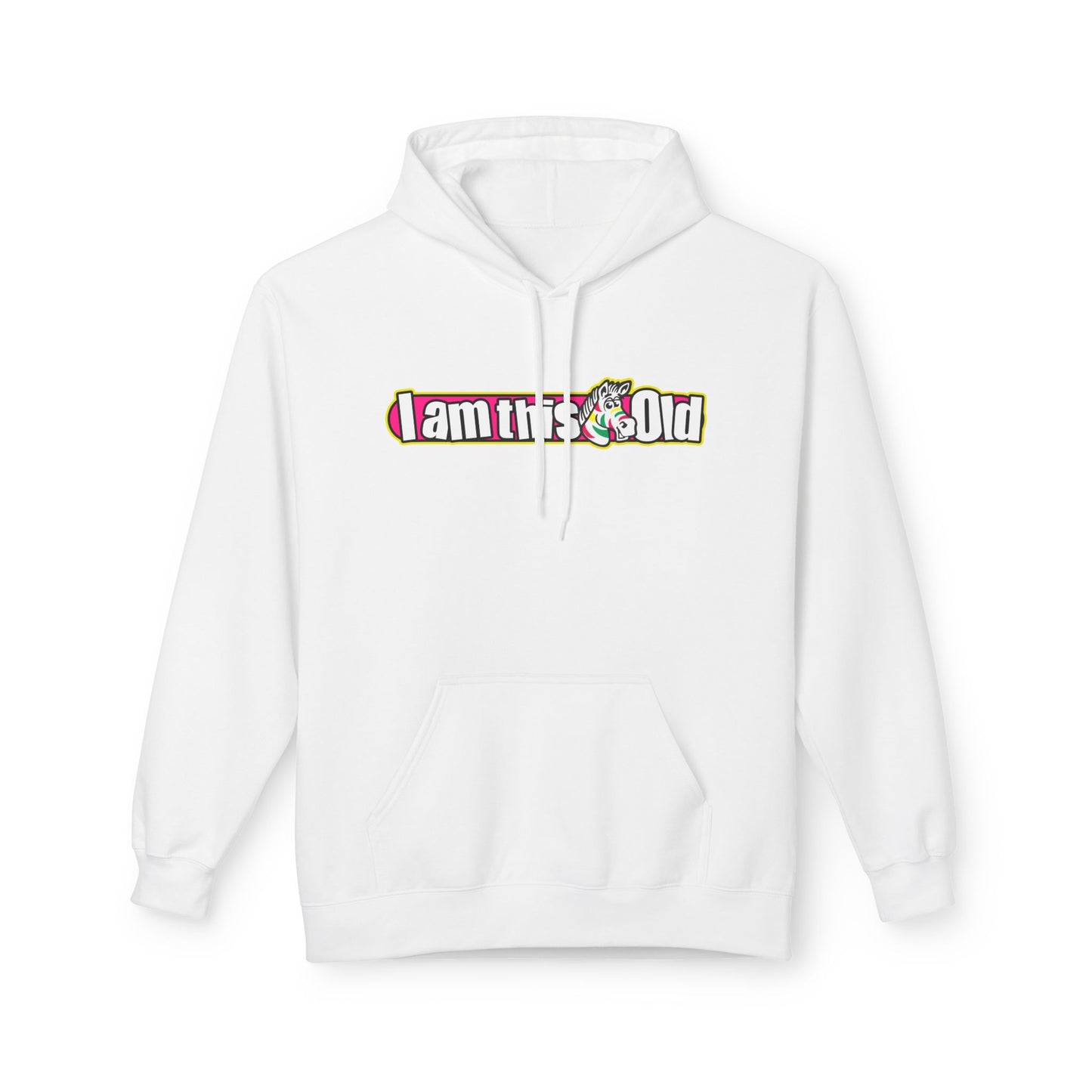 I am This Old Fruit Stripes Hoodie, Unisex Fleece Gift for Friends, Celebrate Aging, Comfy Casual Wear, Perfect for Parties, Humor Apparel