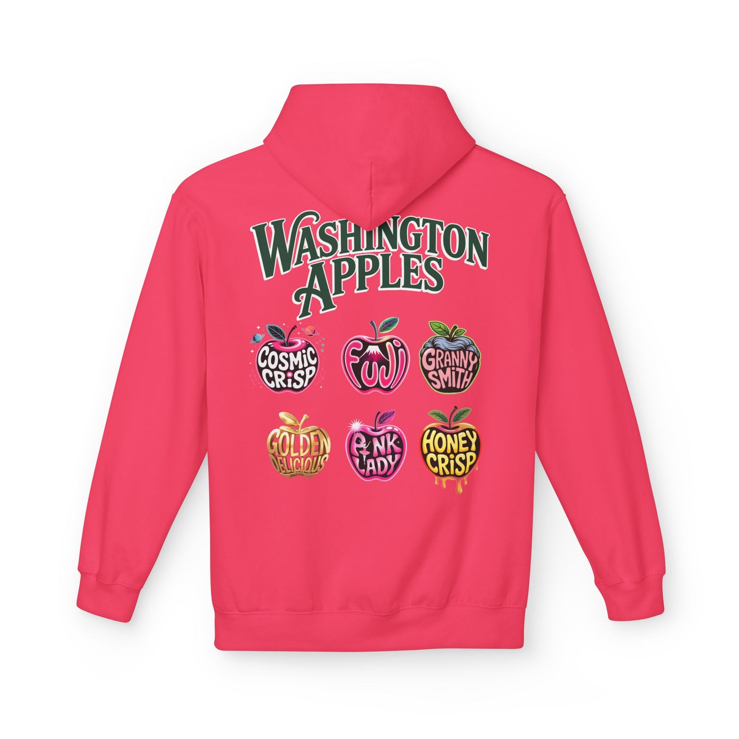 Washington Apples Hoodie — Graphic Apple Variety Sweatshirt (Cosmic Crisp, Fuji, Granny Smith, Pink Lady, Honeycrisp)