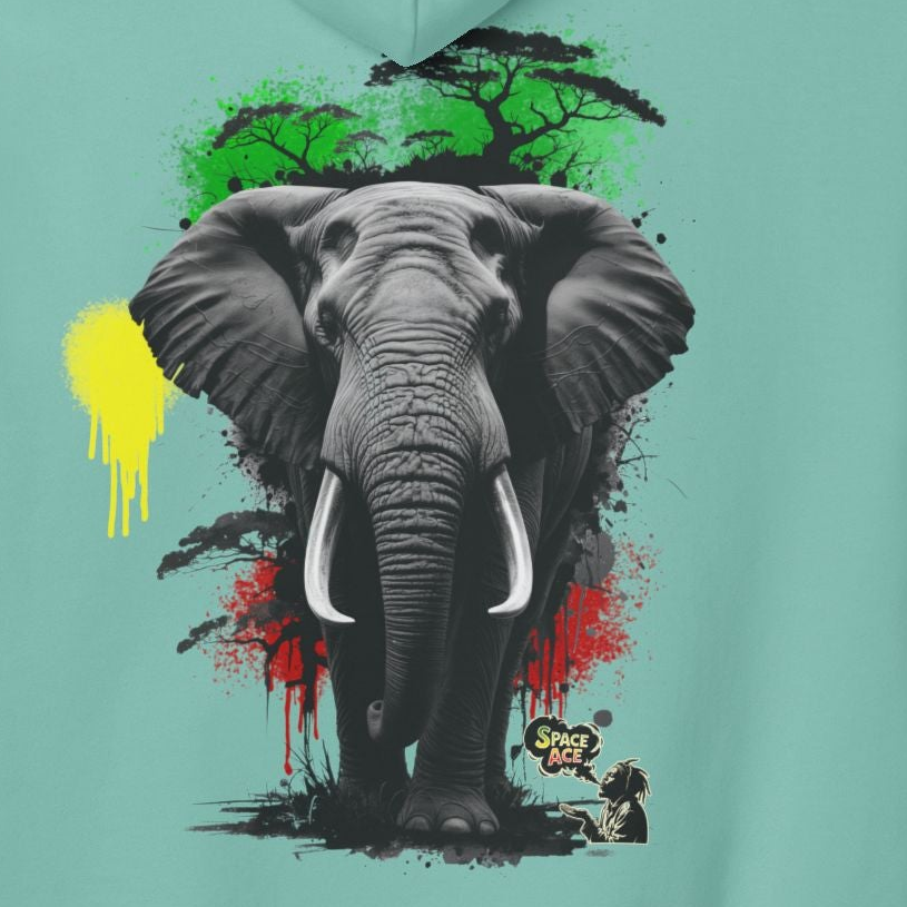 Elephant Paint Splash Hoodie — African Elephant Art Pullover