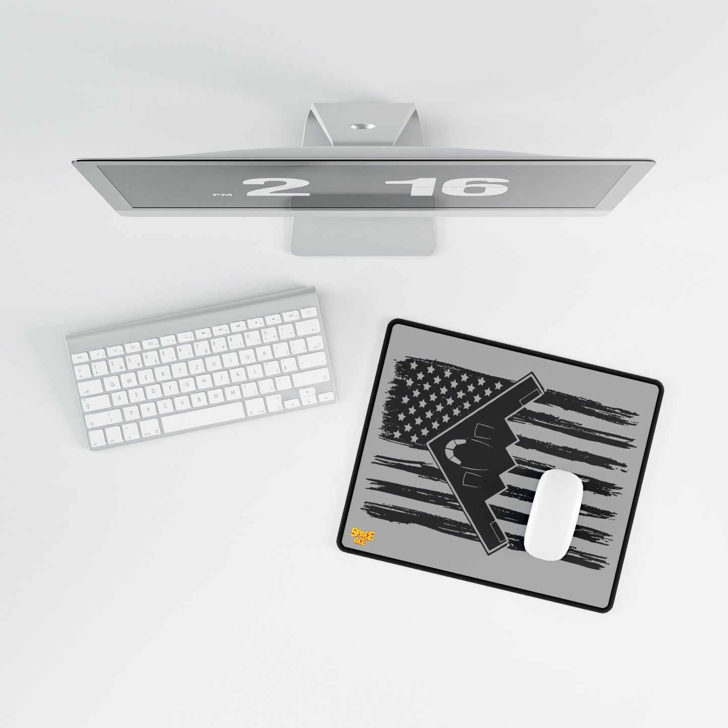 Stealth Bomber American Flag Desk Mat - Military Aviation Mouse Pad