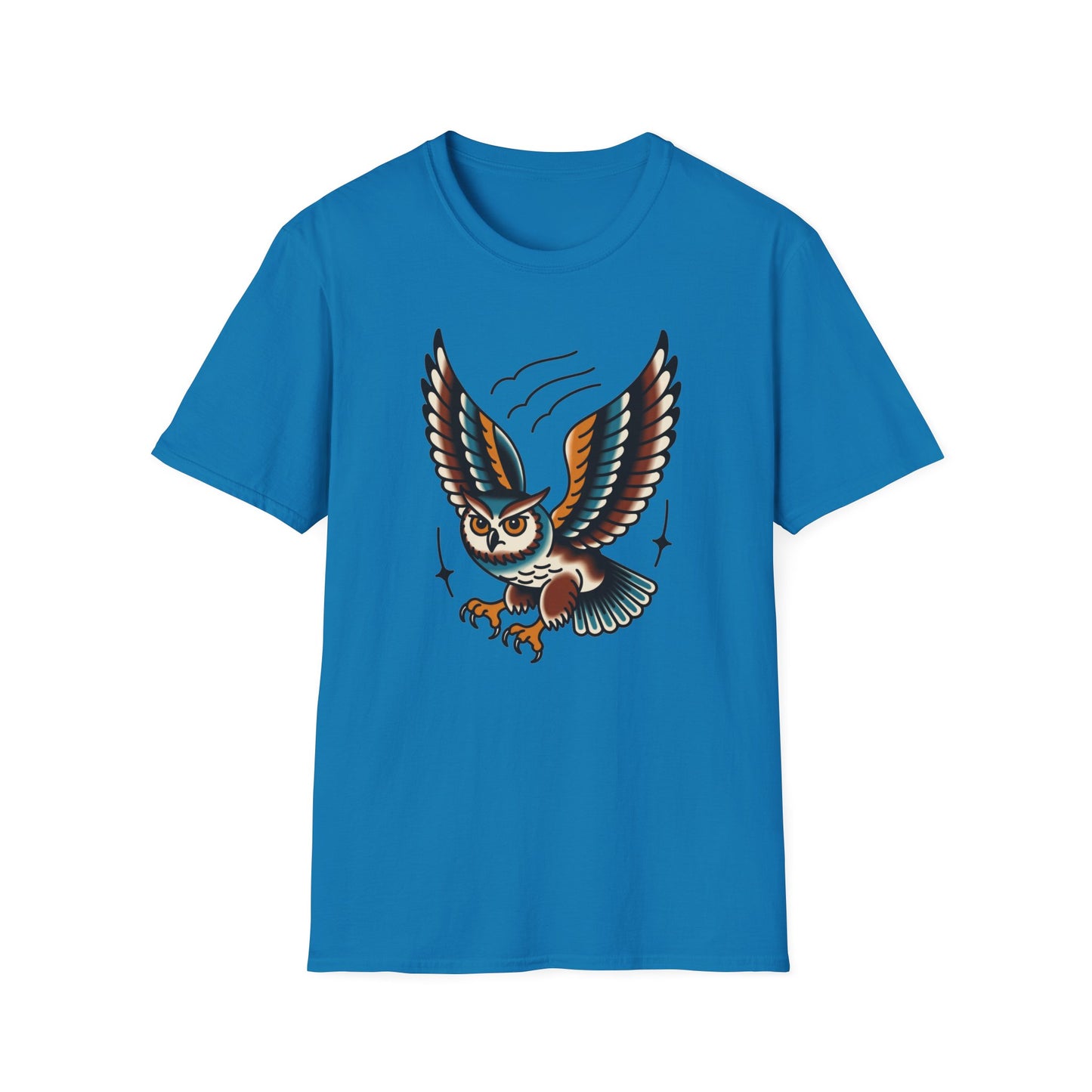 Vintage Owl Illustration T-Shirt - Flying Owl Tattoo Design