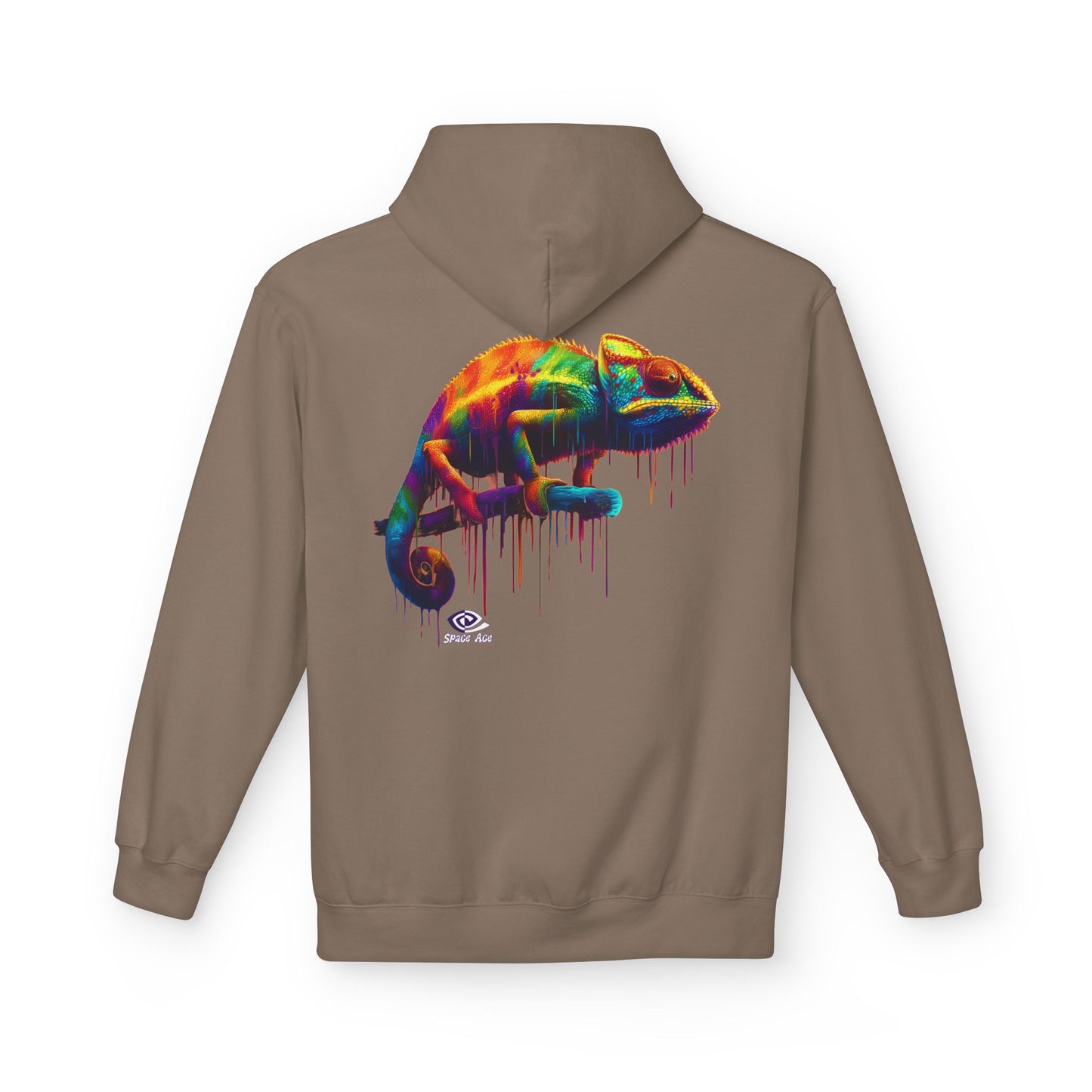 Benchmark Chameleon Hoodie — Colorful Reptile Art
