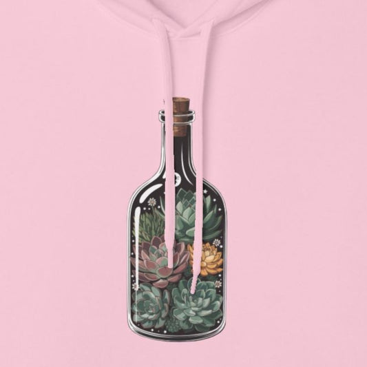 Succulent Bottle Hoodie, Cozy Gift for Outdoorsy Friends, Travel, Adventure, Casual Wear, Eco-Friendly Style