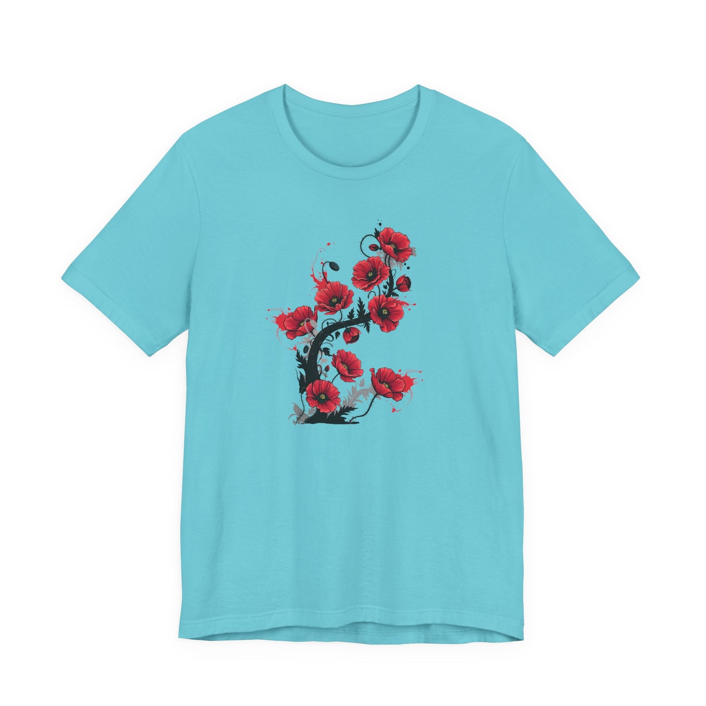 Red Poppies Graphic Tee , Casual Wear, Gift for Plant Lovers, Birthday Gift, Festival Apparel