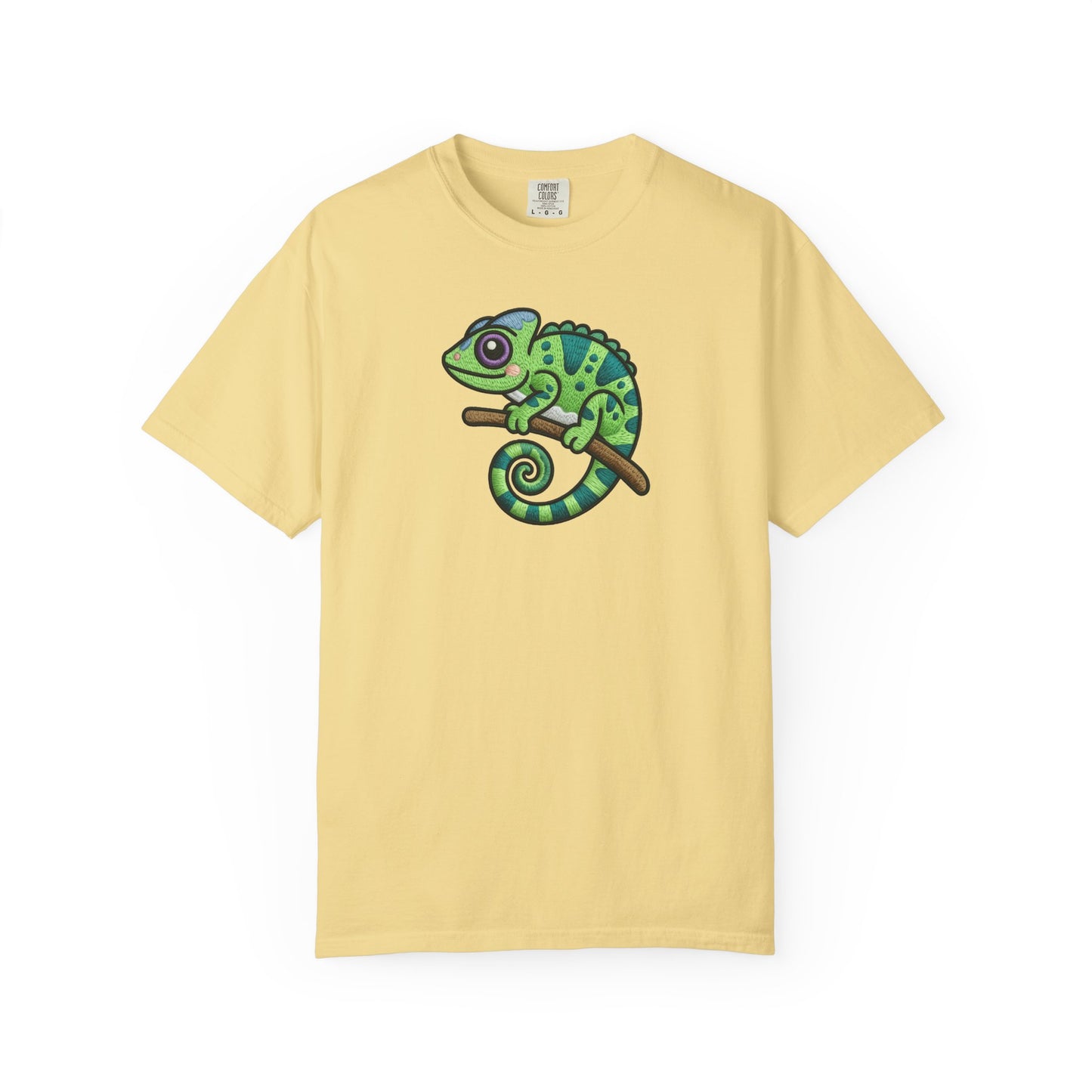Embroidery Illusion Chameleon Graphic T-Shirt
