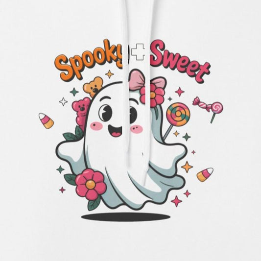 Spooky Sweet Ghost Hoodie - Perfect for Halloween, Unisex Fleece, Cozy Gift, Fall Fashion, Cute Casual Wear