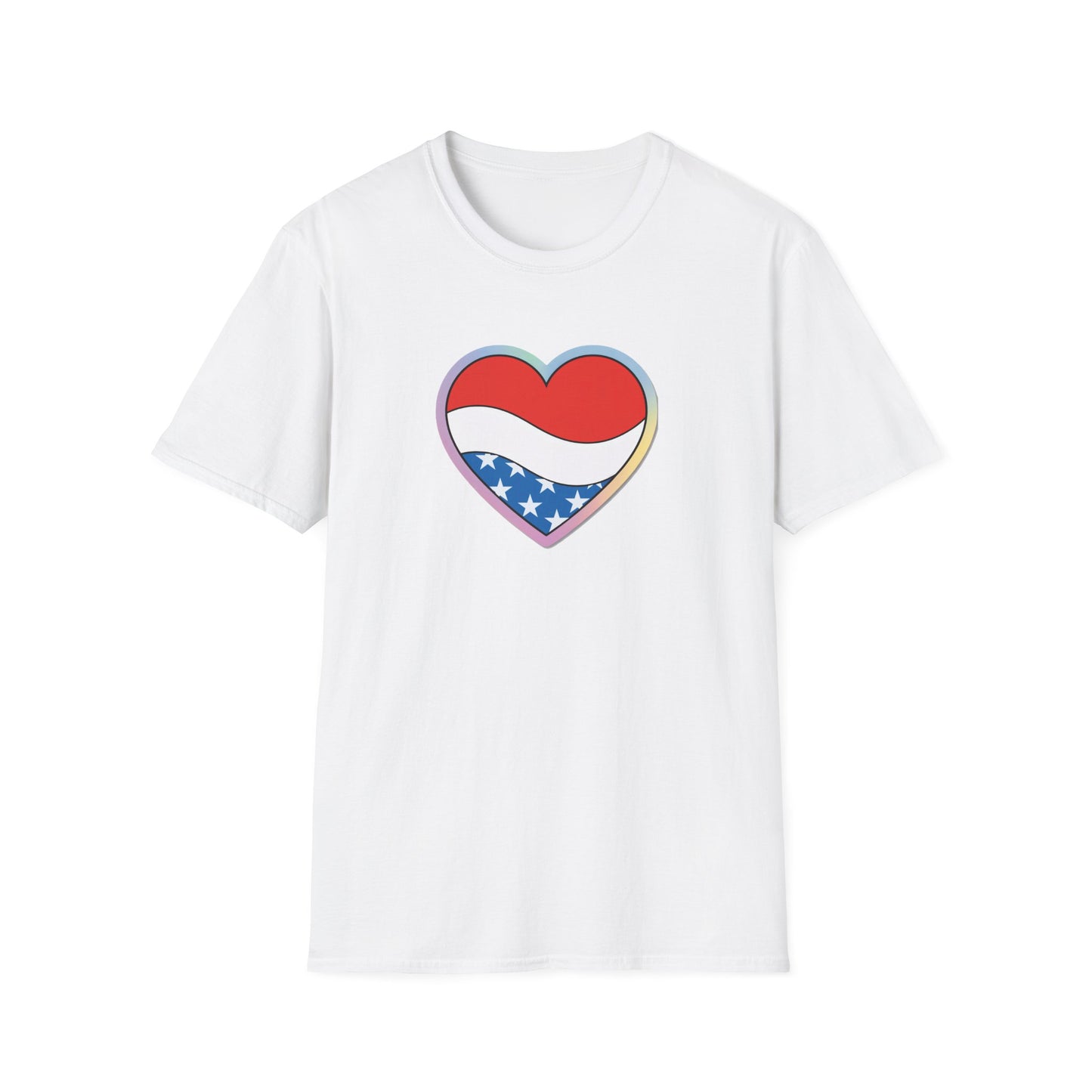 Patriotic Love Heart T-Shirt, Unisex Tee, Fourth of July Apparel, Casual Summer Shirt, Gift for Friends, Trendy Graphic Tee