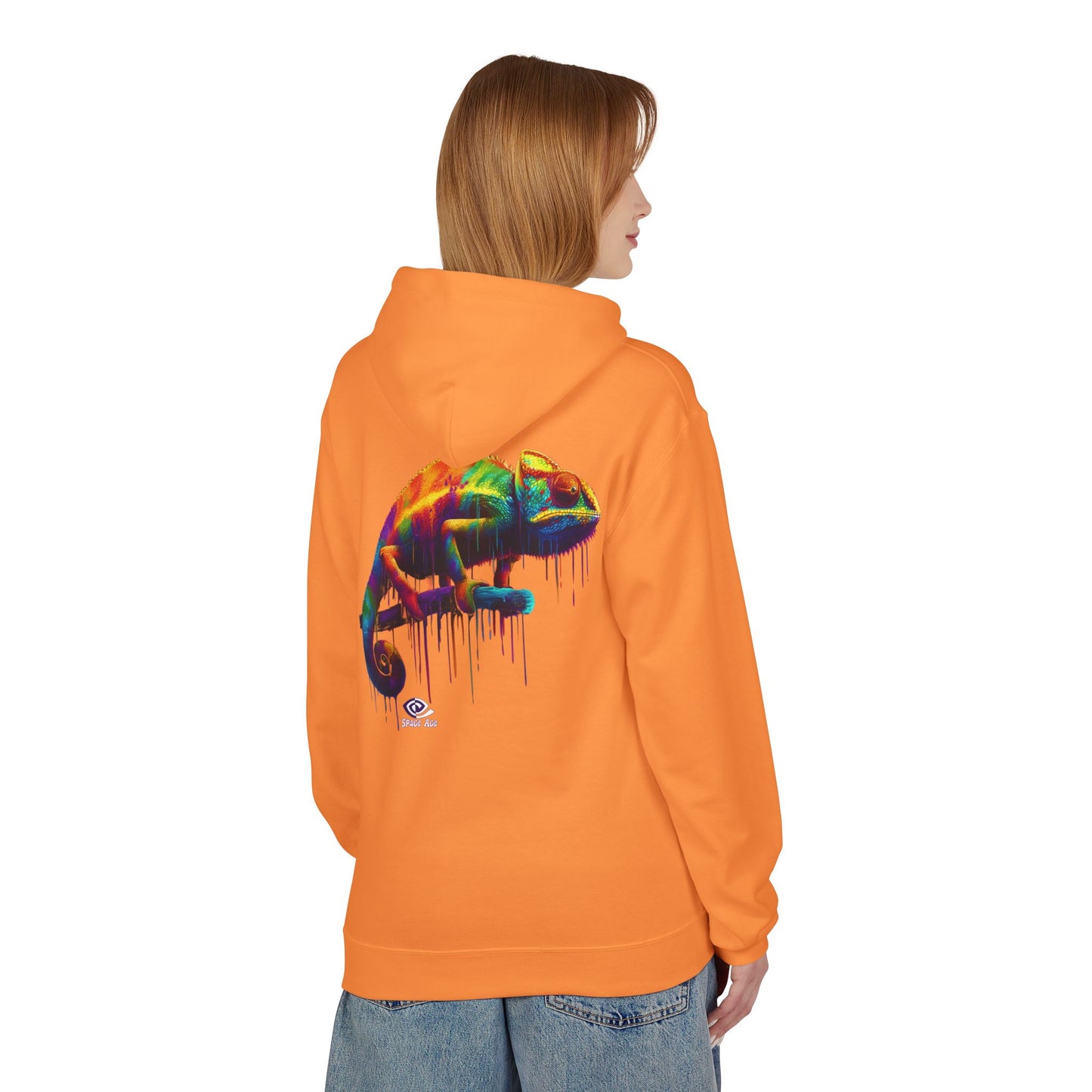 Benchmark Chameleon Hoodie — Colorful Reptile Art