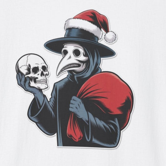 Plague Doctor Santa T-Shirt, Halloween Costume, Christmas Gift, Unisex Graphic Tee, Holiday Apparel, Fun Party Top