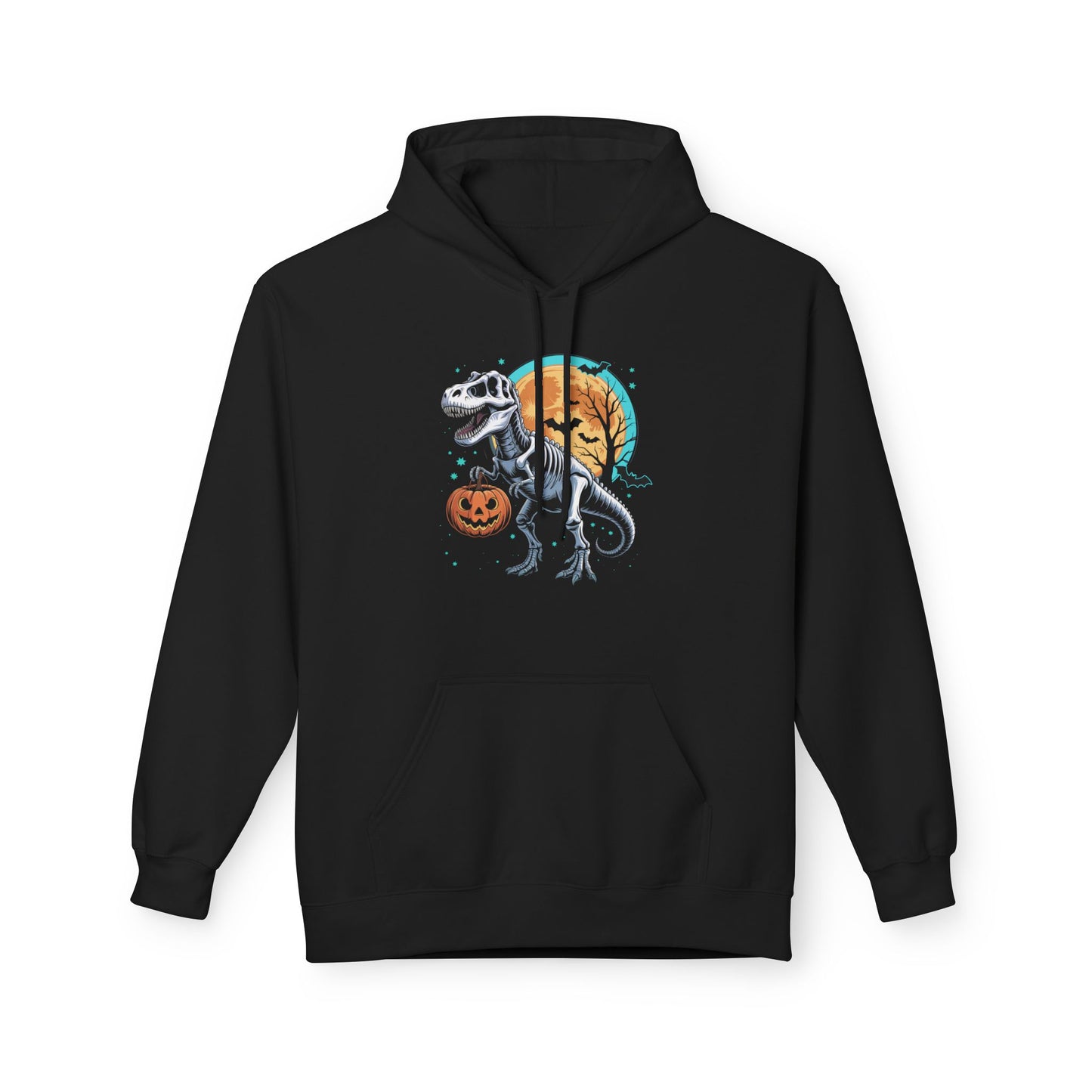 Skeleton T-Rex Halloween Hoodie — Dino Jack-O'-Lantern Pullover