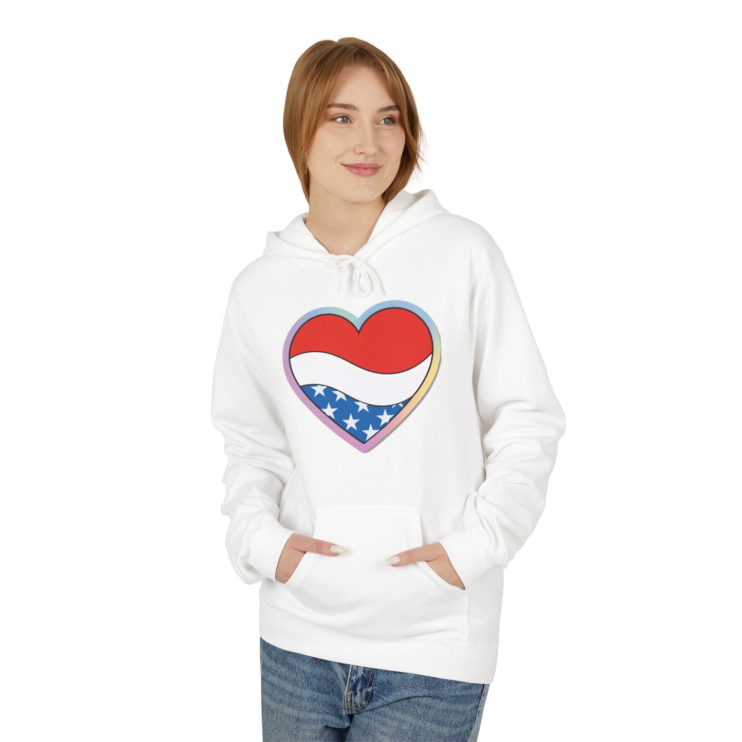 Heart Flag Hoodie — Patriotic & Rainbow Heart Pullover