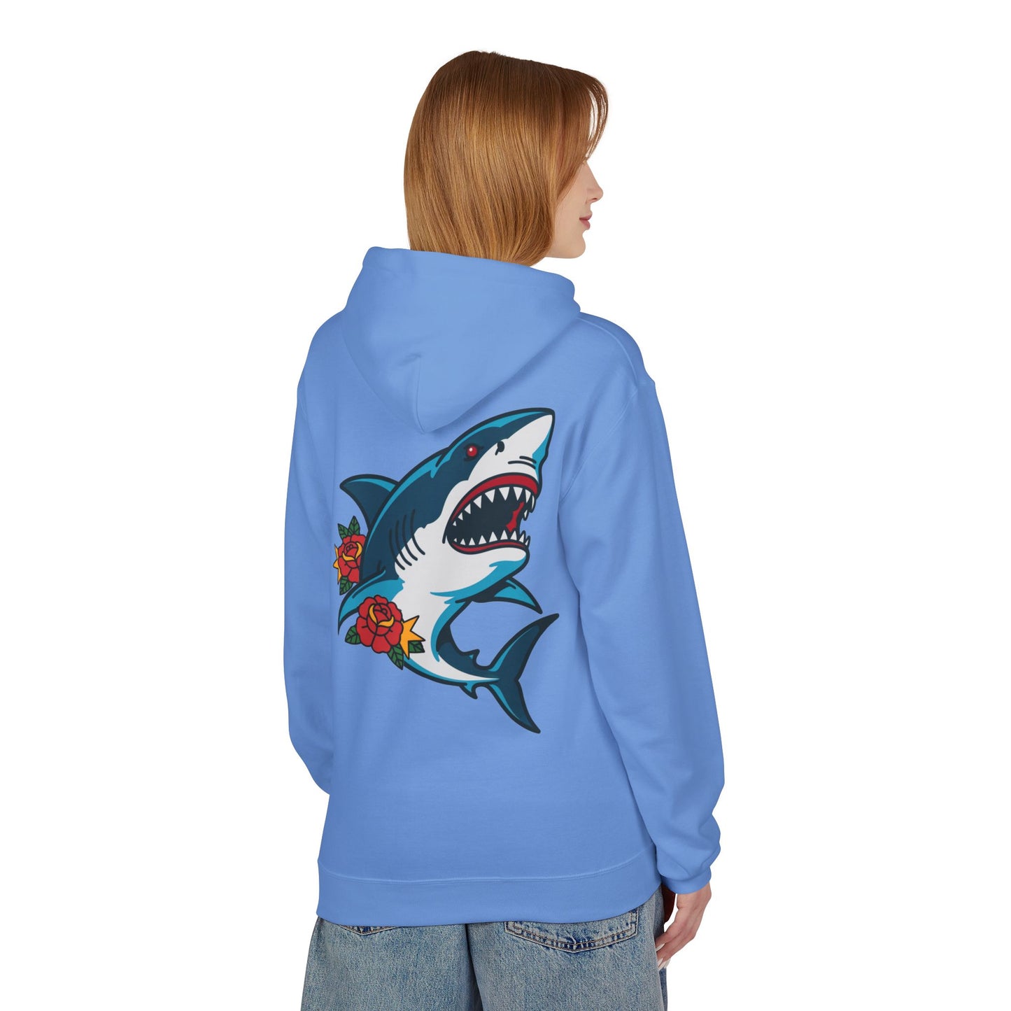 Shark Tattoo Hoodie — Vintage Floral Great White Sweatshirt