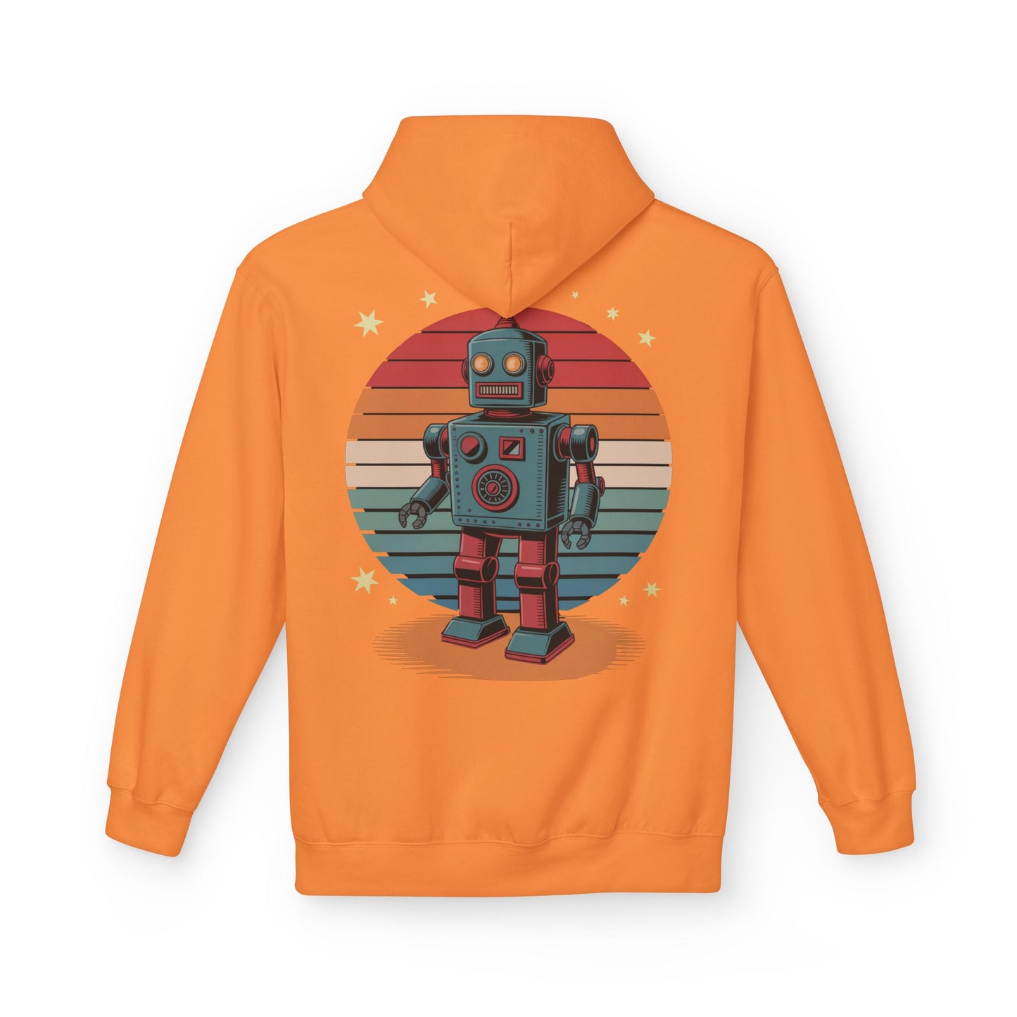 Retro Robot Hoodie – Vintage Sunset Space Toy Graphic