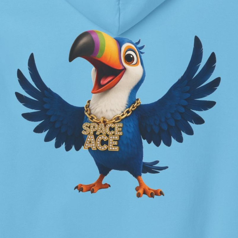 Space Ace Toucan Doug Hoodie — General Crunch Cartoon Pullover