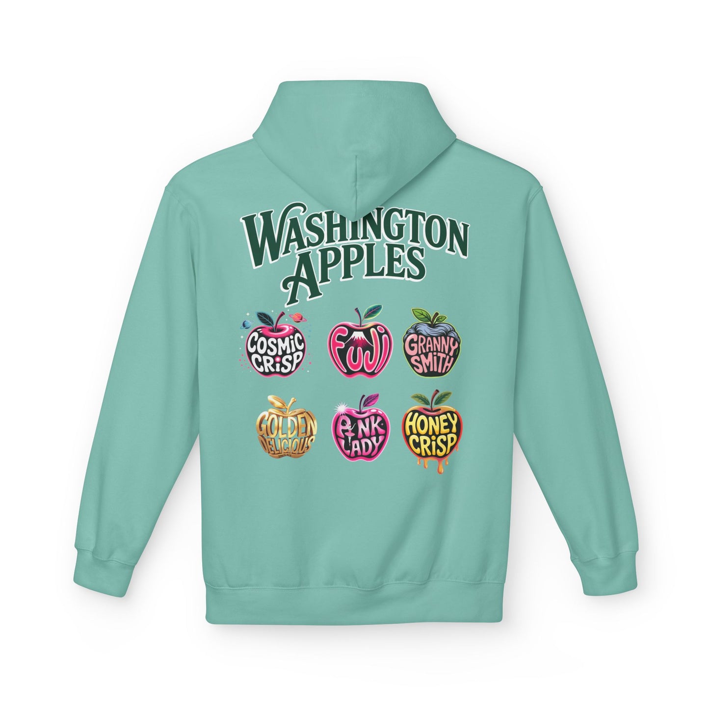 Washington Apples Hoodie — Graphic Apple Variety Sweatshirt (Cosmic Crisp, Fuji, Granny Smith, Pink Lady, Honeycrisp)