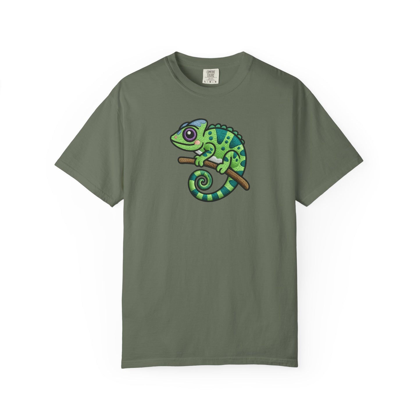 Embroidery Illusion Chameleon Graphic T-Shirt