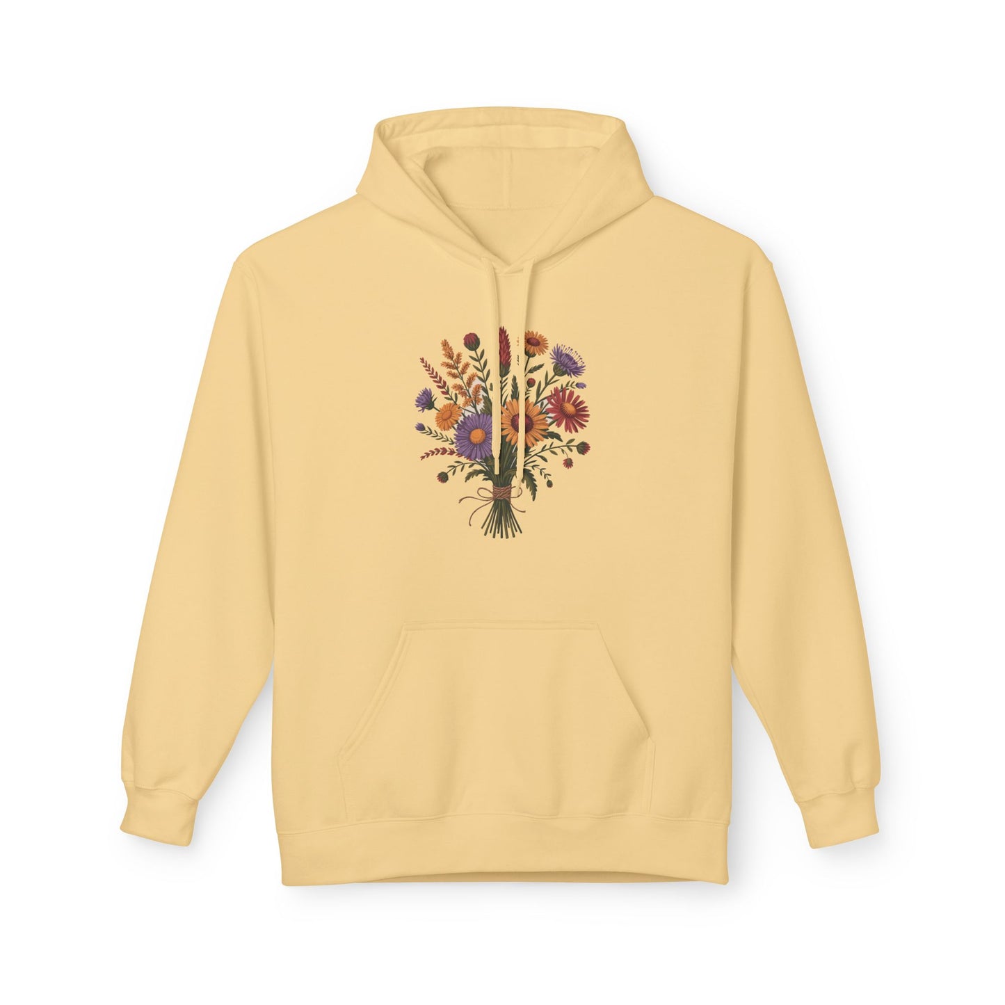 Floral Bouquet Fleece Hoodie, Comfortable Spring Hoodie, Cozy Unisex Sweatshirt, Gift for Her, Casual Wear, Nature Lover Apparel