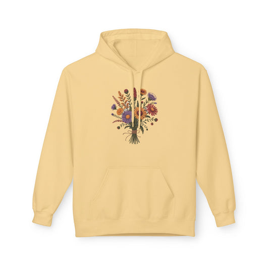 Floral Bouquet Fleece Hoodie, Comfortable Spring Hoodie, Cozy Unisex Sweatshirt, Gift for Her, Casual Wear, Nature Lover Apparel