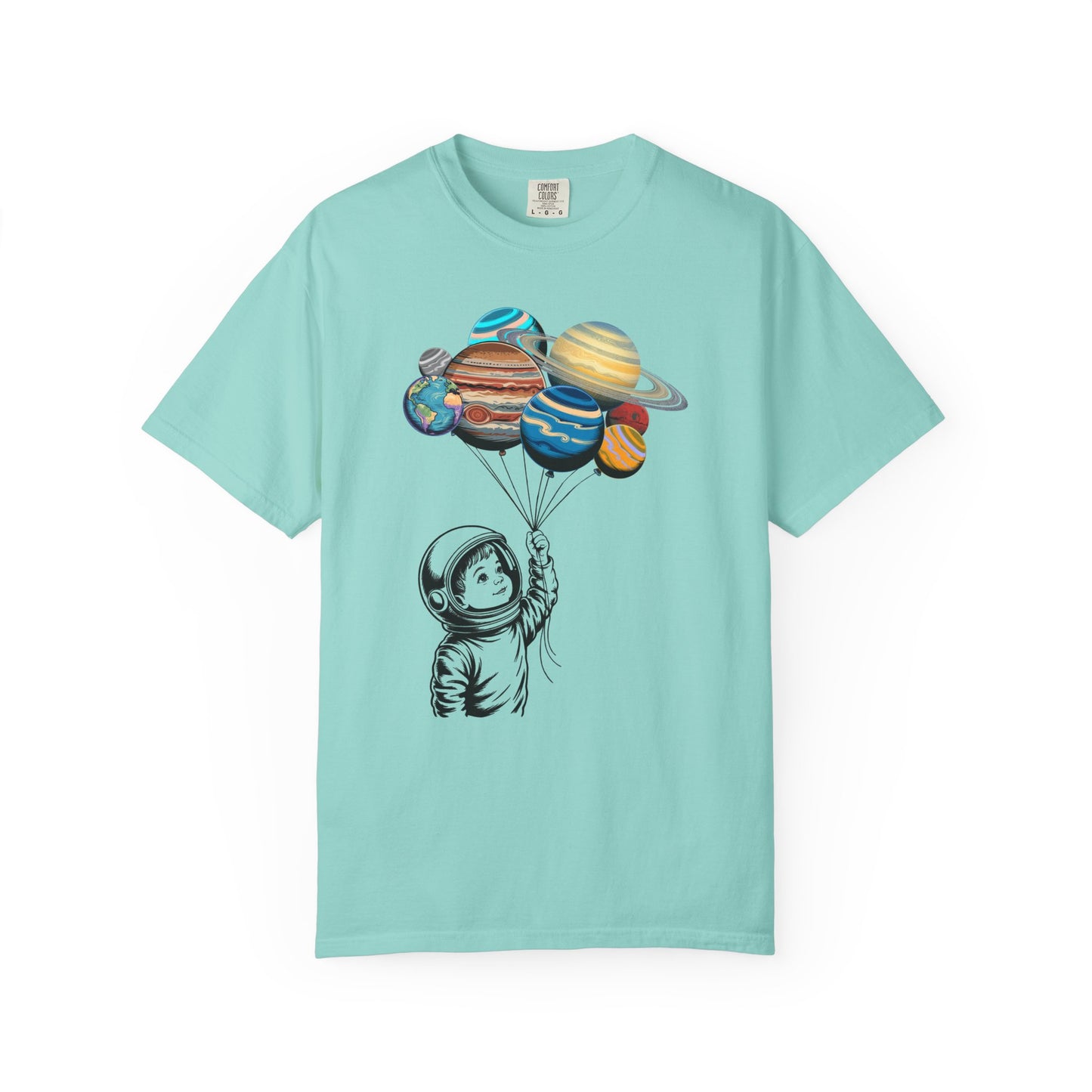 Space Balloon Unisex T-shirt, Astronaut Tee, Gift for Space Lovers, Fun Casual Style, Planetary Design, Space-Themed Apparel