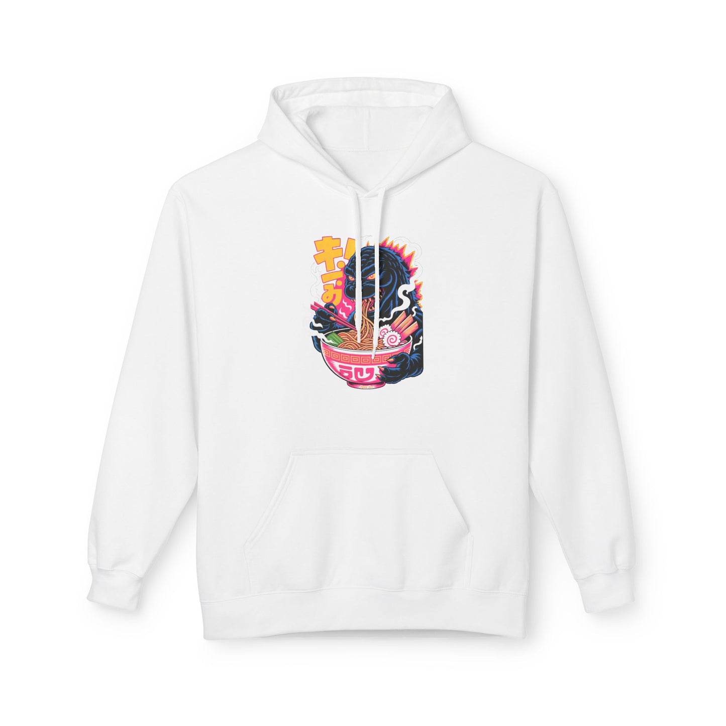 Kaiju Ramen Lover Hoodie — Neon Godzilla Eating Ramen Streetwear
