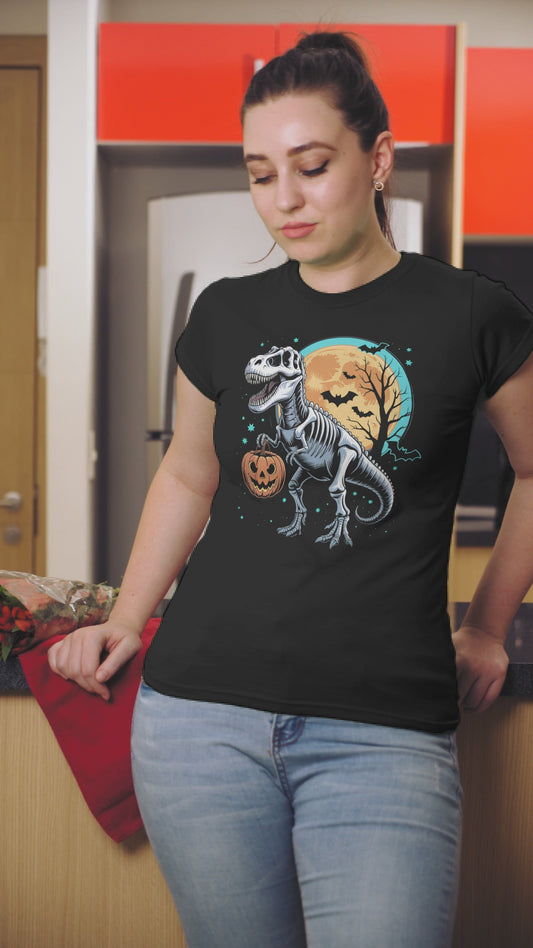 Halloween Dinosaur Tee, Spooky Shirt, Unisex Graphic Tee, Halloween Costume Top, Kids & Adult Shirt, Trick-or-Treat T-Shirt