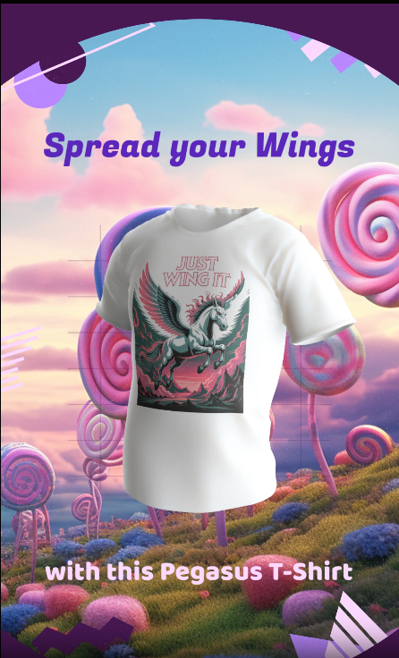 Just Wing It Pink Pegasus Shirt Lightning Clash of the Titans Mythical Horse